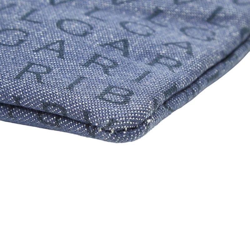 Bvlgari Logo Mania Shoulder Bag Pochette Indigo Blue Black Canvas Leather — view 4