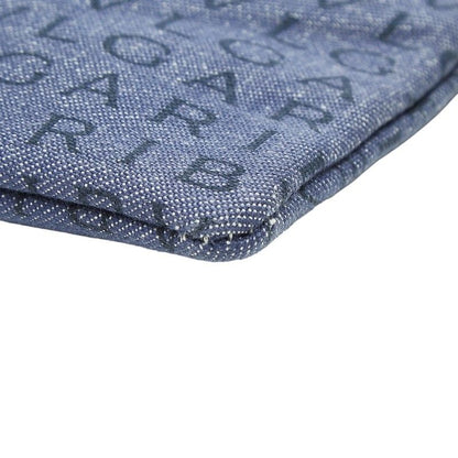 Bvlgari Logo Mania Shoulder Bag Pochette Indigo Blue Black Canvas Leather — view 4