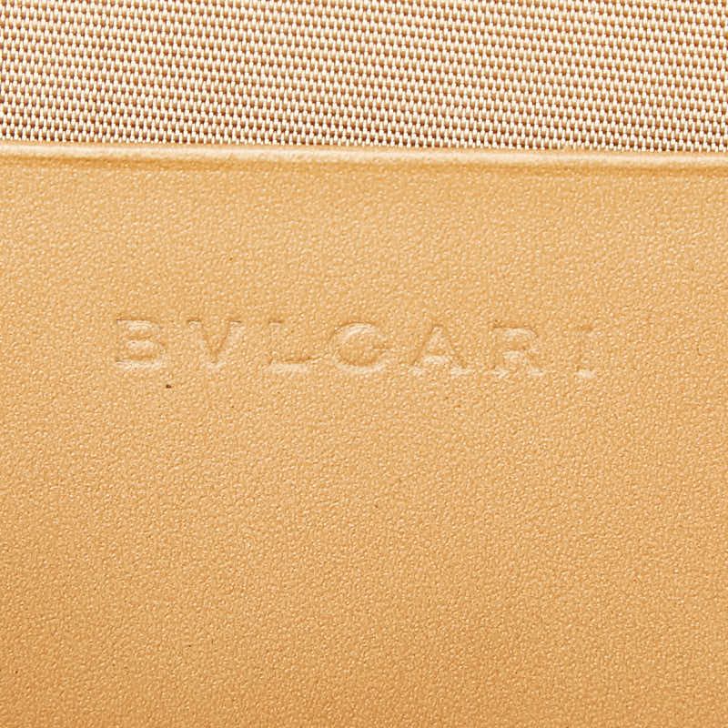 Bvlgari Logo Mania Shoulder Bag Pouch Beige Brown Canvas Leather — view 5