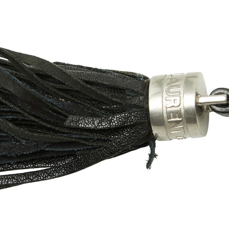 Saint Laurent Tassel Crossbody Shoulder Bag Black Leather — view 8