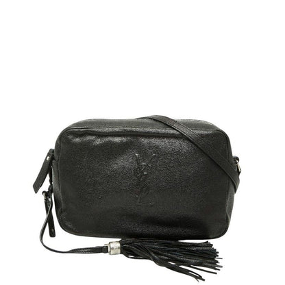 Saint Laurent Tassel Crossbody Shoulder Bag Black Leather