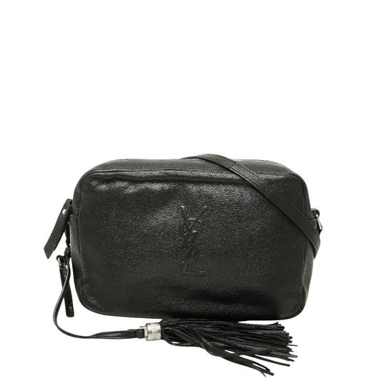 Saint Laurent Tassel Crossbody Shoulder Bag Black Leather