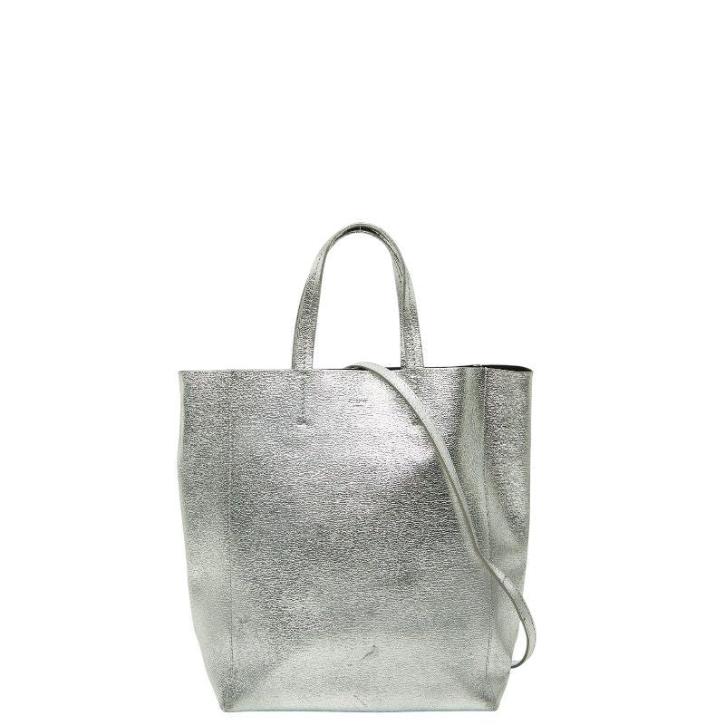 Celine Vertical Cover Small 2-Way Shoulder Bag Silver Leather