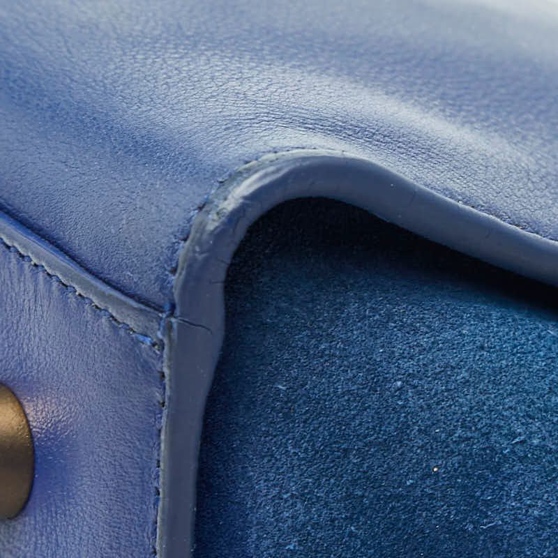 Saint Laurent YSL Logo Baby Downtown Cabas 2-Way Shoulder Bag Blue Leather — view 6