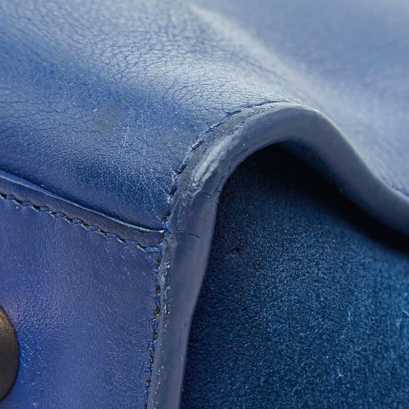 Saint Laurent YSL Logo Baby Downtown Cabas 2-Way Shoulder Bag Blue Leather — view 4