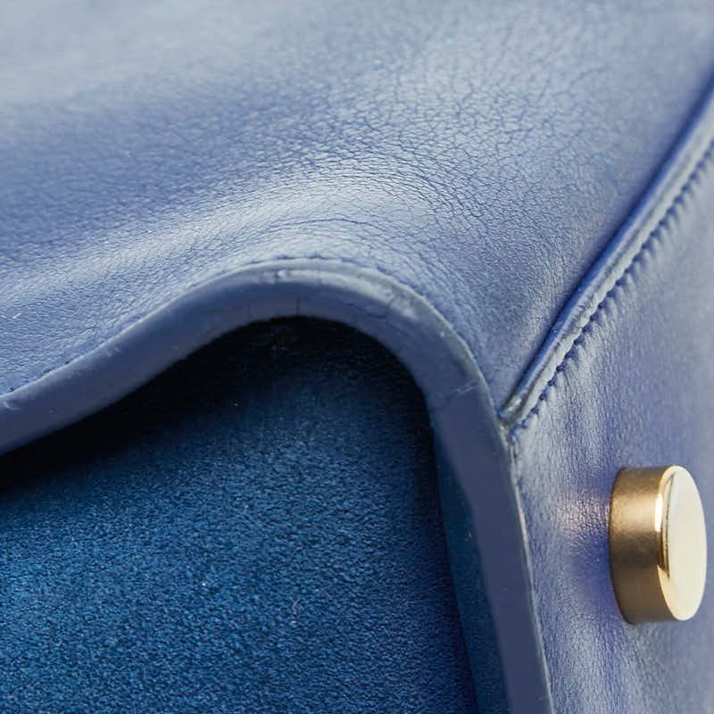 Saint Laurent YSL Logo Baby Downtown Cabas 2-Way Shoulder Bag Blue Leather — view 7