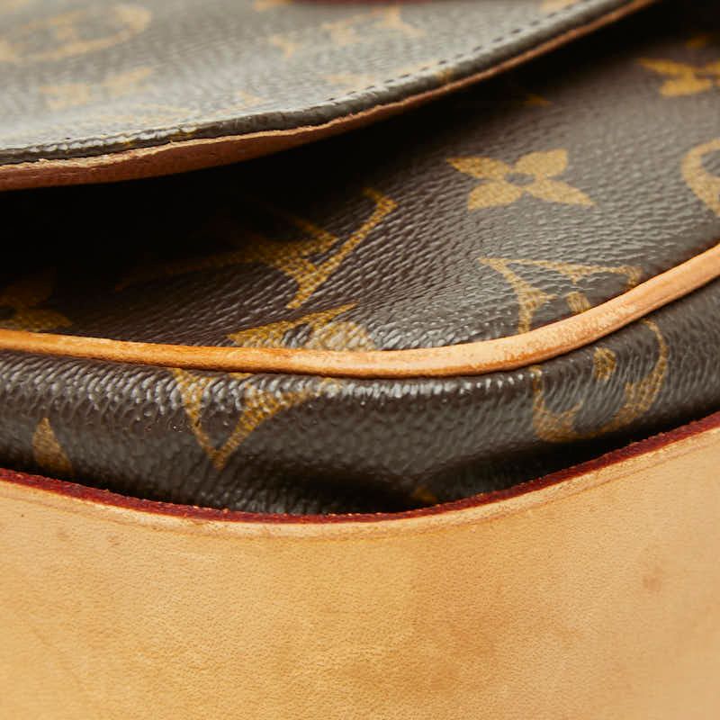 Louis Vuitton Monogram Cartouchiere MM Crossbody Shoulder Bag Brown Leather — view 5