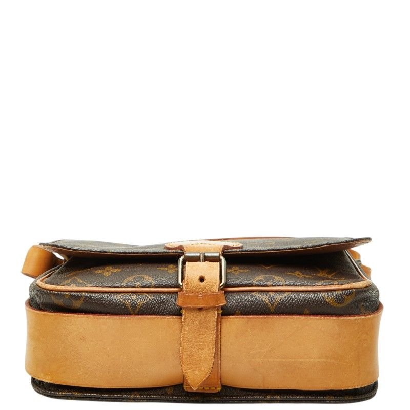 Louis Vuitton Monogram Cartouchiere MM Crossbody Shoulder Bag Brown Leather — view 3