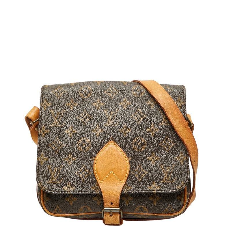 Louis Vuitton Monogram Cartouchiere MM Crossbody Shoulder Bag Brown Leather