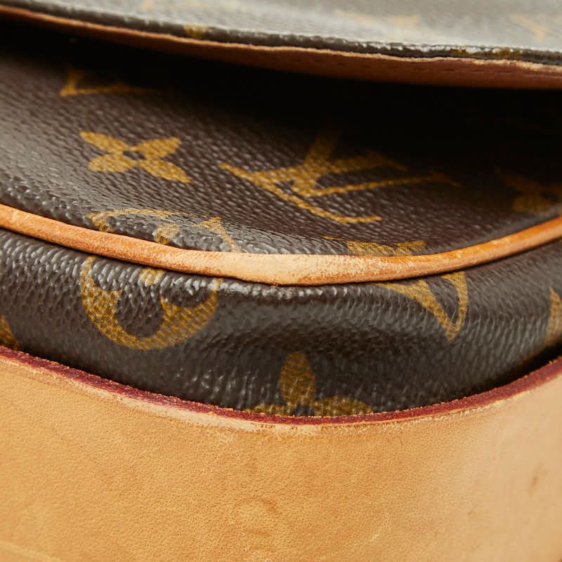 Louis Vuitton Monogram Cartouchiere MM Crossbody Shoulder Bag Brown Leather — view 4