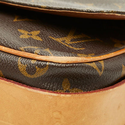 Louis Vuitton Monogram Cartouchiere MM Crossbody Shoulder Bag Brown Leather — view 4