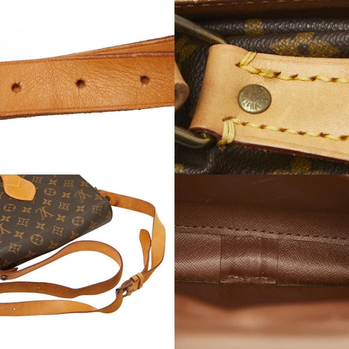 Louis Vuitton Monogram Cartouchiere MM Crossbody Shoulder Bag Brown Leather — view 9