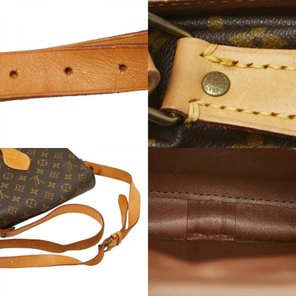 Louis Vuitton Monogram Cartouchiere MM Crossbody Shoulder Bag Brown Leather — view 9