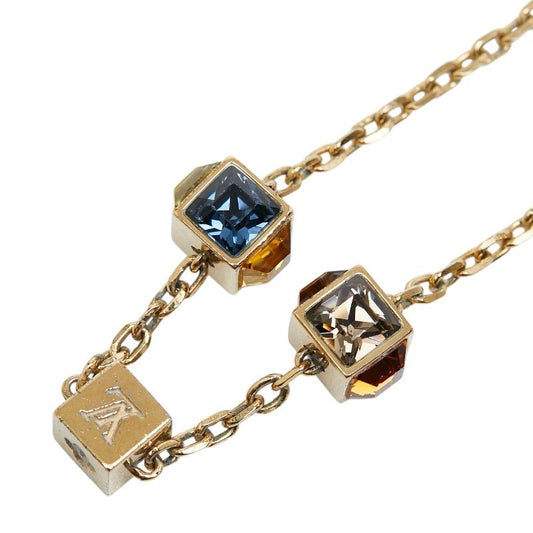 Louis Vuitton Collier Gamble Necklace Gold Plated Rhinestone