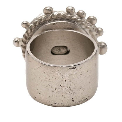 Chanel CC Logo Ring 02c Silver Pink Metal Rhinestone — view 3