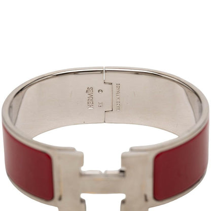 Hermes Clic Clac PM Bangle Bracelet Silver Red Metal Enamel — view 5