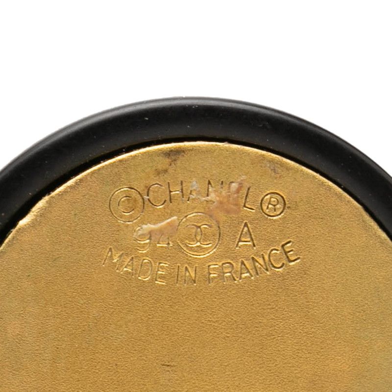 Chanel Mademoiselle Vintage Earrings Black Gold Plastic Plated — view 3