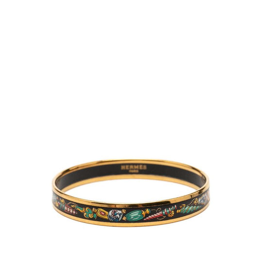 Hermes Enamel PM Cloisonne Bangle Gold Multicolor Plated 1- Bracelet