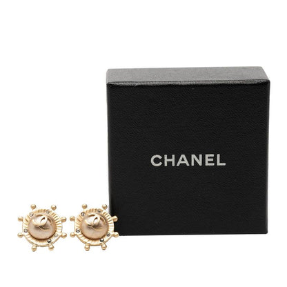 Chanel CC Logo Earrings Gold Plated Rhinestone — view 6