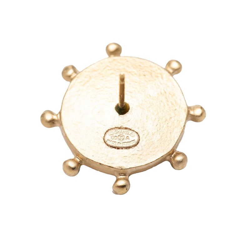 Chanel CC Logo Earrings Gold Plated Rhinestone — view 3