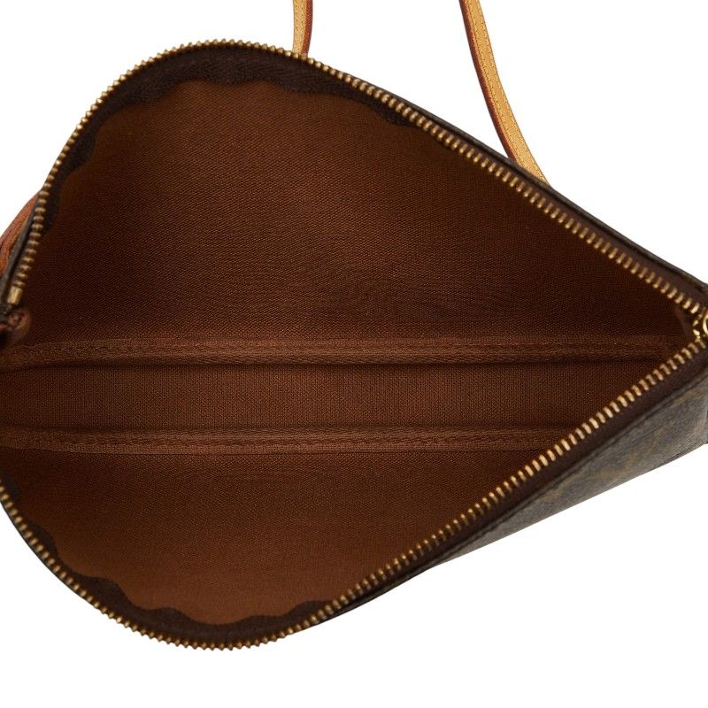 Louis Vuitton Monogram Pochette Pouch Shoulder Bag Brown Leather — view 8