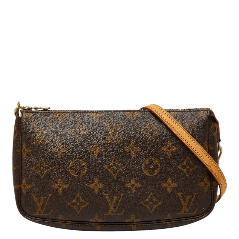 Louis Vuitton Monogram Pochette Pouch Shoulder Bag Brown Leather