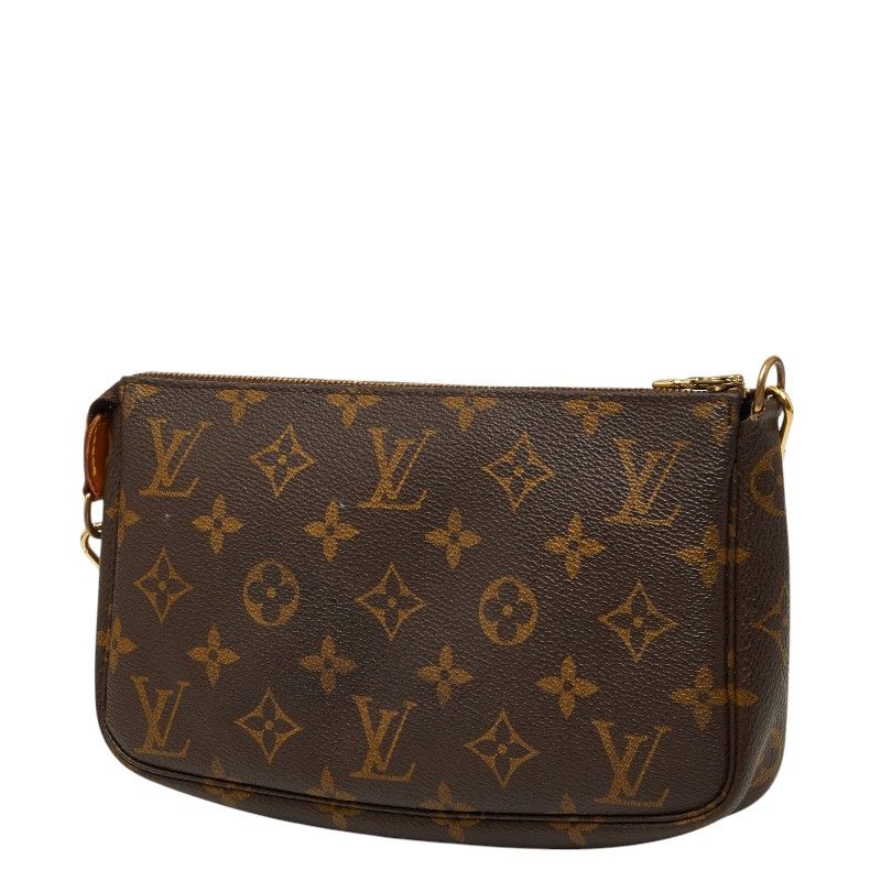 Louis Vuitton Monogram Pochette Pouch Shoulder Bag Brown Leather — view 2