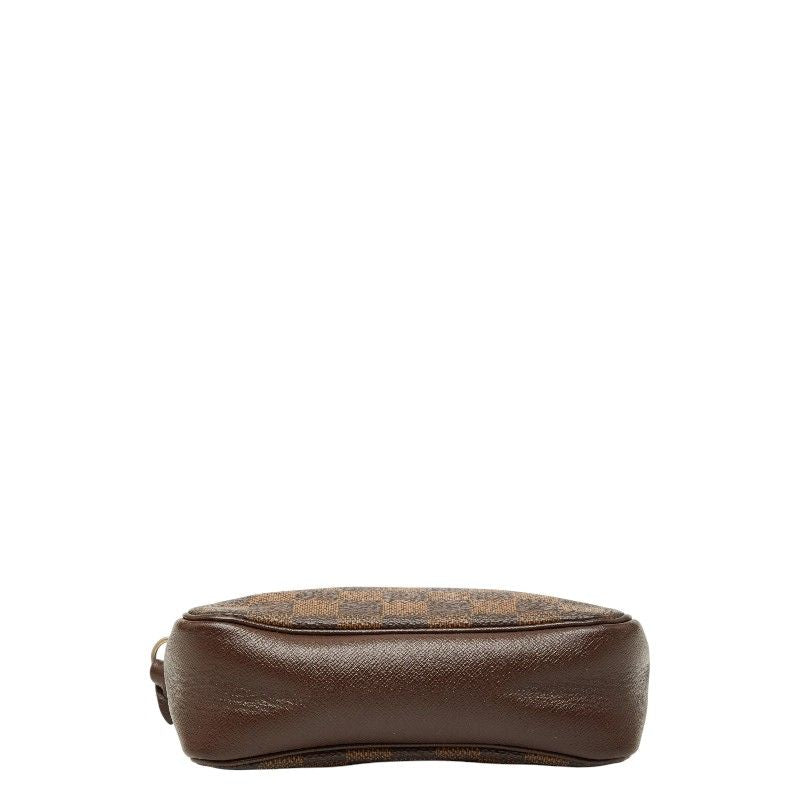 Louis Vuitton Damier Trousse Makeup Pouch Handbag Brown Leather — view 3