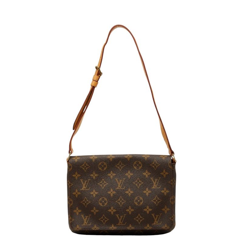 Louis Vuitton Monogram Musette Tango Short Shoulder Bag Brown Leather