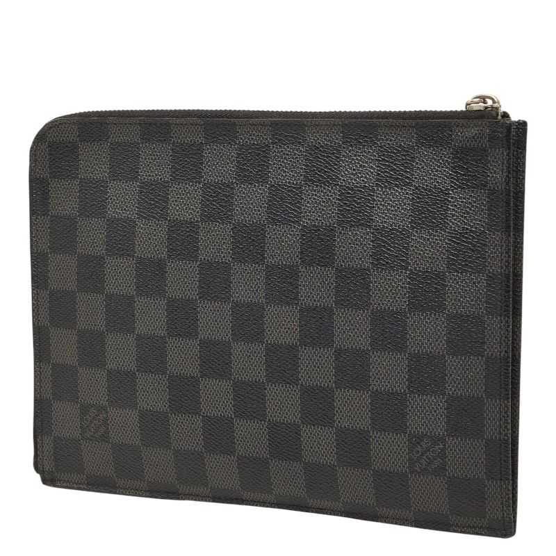 Louis Vuitton Damier Graphite Pochette Jour PM Clutch Black Gray — view 2