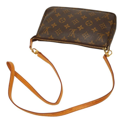 Louis Vuitton Monogram Pochette 2-Way Shoulder Bag Brown Leather — view 8