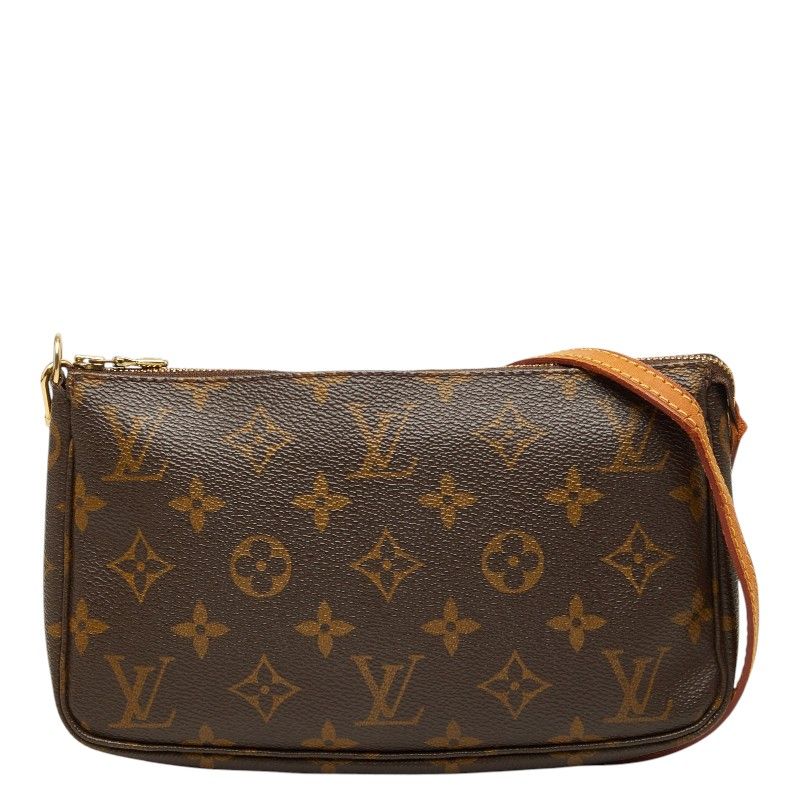 Louis Vuitton Monogram Pochette 2-Way Shoulder Bag Brown Leather
