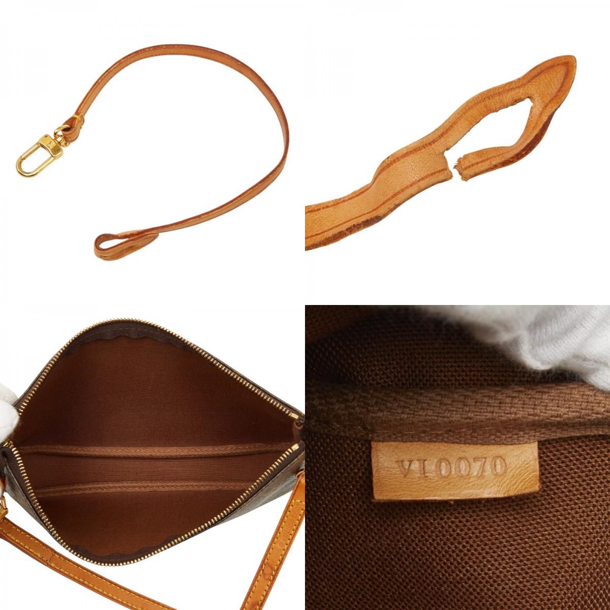 Louis Vuitton Monogram Pochette 2-Way Shoulder Bag Brown Leather — view 9