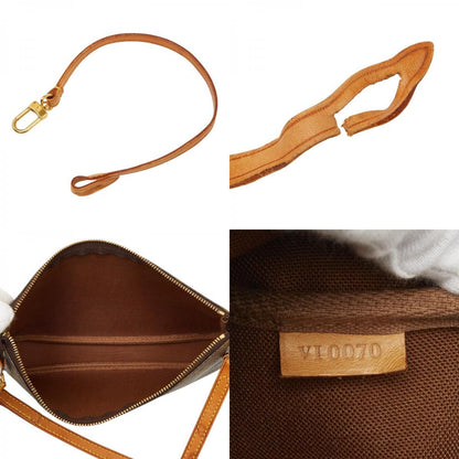 Louis Vuitton Monogram Pochette 2-Way Shoulder Bag Brown Leather — view 9