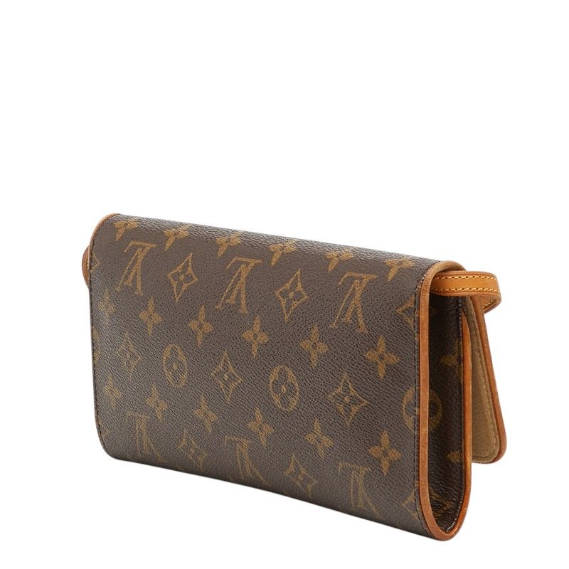 Louis Vuitton Monogram Pochette Twin GM Crossbody Shoulder Bag Brown Leather — view 2