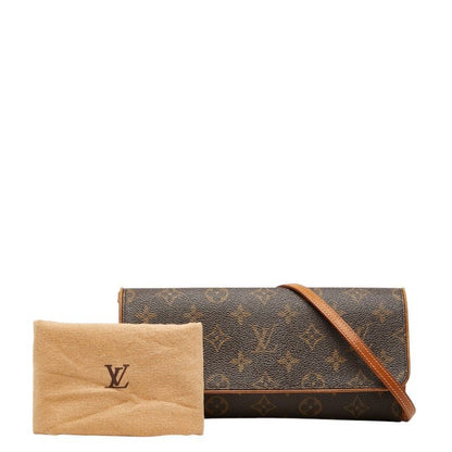 Louis Vuitton Monogram Pochette Twin GM Crossbody Shoulder Bag Brown Leather — view 9