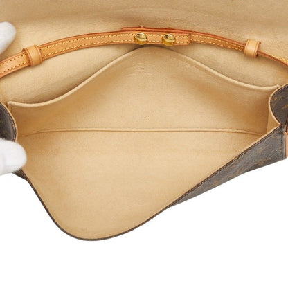 Louis Vuitton Monogram Pochette Twin GM Crossbody Shoulder Bag Brown Leather — view 6