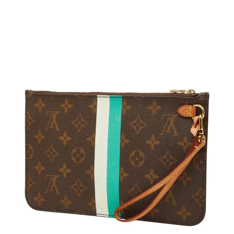 Louis Vuitton Monogram Neverfull Pouch Mini Clutch Brown Leather — view 2