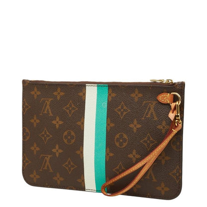 Louis Vuitton Monogram Neverfull Pouch Mini Clutch Brown Leather — view 2