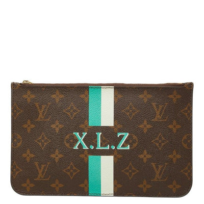 Louis Vuitton Monogram Neverfull Pouch Mini Clutch Brown Leather
