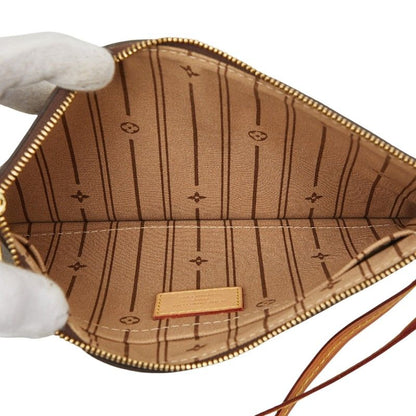 Louis Vuitton Monogram Neverfull Pouch Mini Clutch Brown Leather — view 6