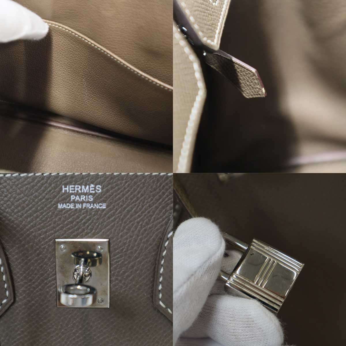 Hermes Birkin Bag 25 Etoupe Epsom Handbag Beige — view 8