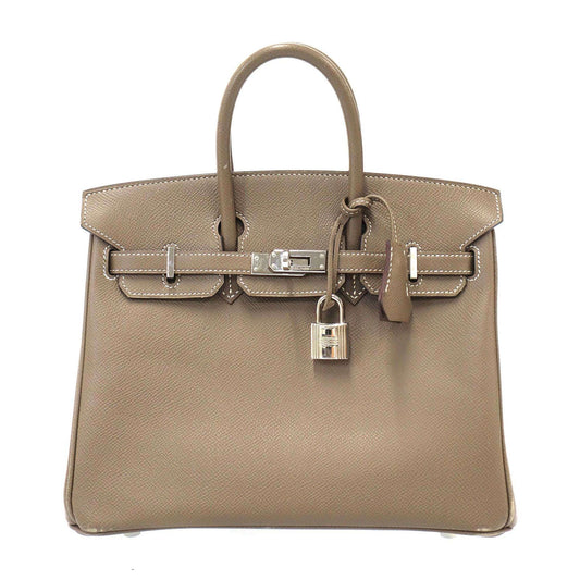 Hermes Birkin Bag 25 Etoupe Epsom Handbag Beige