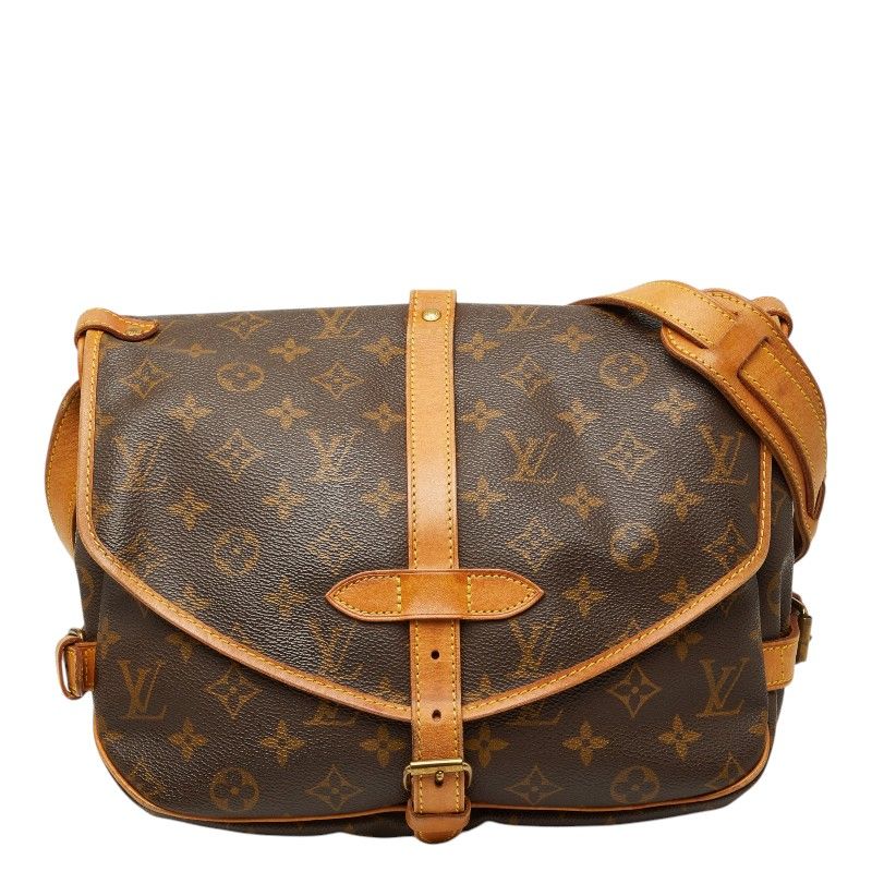 Louis Vuitton Monogram Saumur 30 Crossbody Shoulder Bag Brown Leather