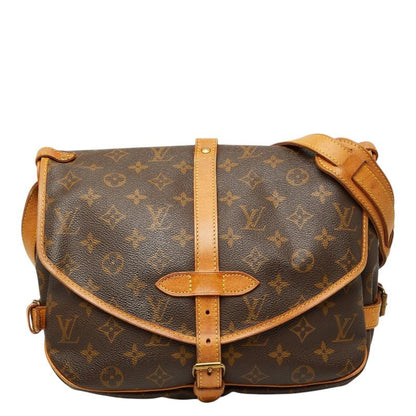 Louis Vuitton Monogram Saumur 30 Crossbody Shoulder Bag Brown Leather