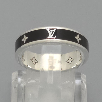 Louis Vuitton Ring LV Spike M Sterling Silver Black Enamel Monogram Signature