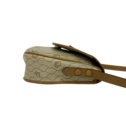 Dior Vintage Logo Honeycomb Pattern Leather Shoulder Bag Pochette Beige Brown — view 6