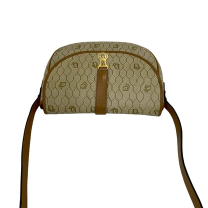 Dior Vintage Logo Honeycomb Pattern Leather Shoulder Bag Pochette Beige Brown — view 4