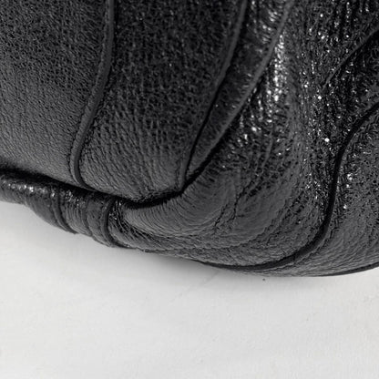 Prada Logo Handbag Gathered Tote Leather Nero — view 4