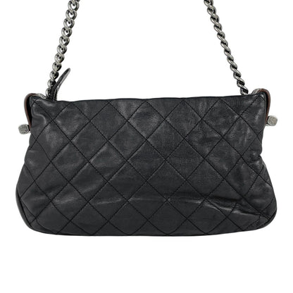 Chanel CC Logo Chain Shoulder Bag Quilted Leather Black — view 3